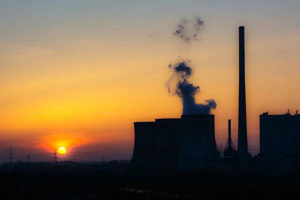 Night shot from a coal plant