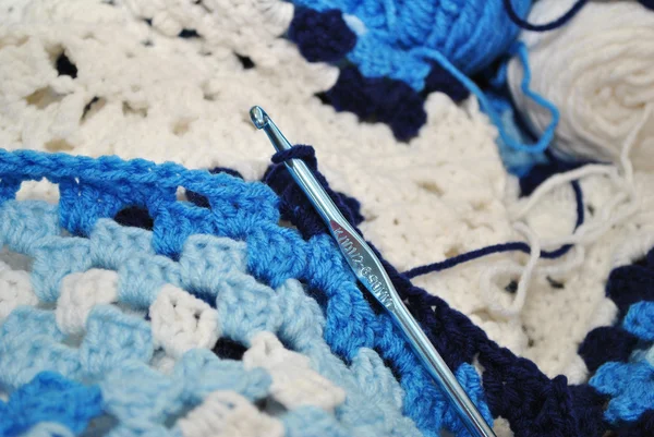 Crocheting a Blue Blanket