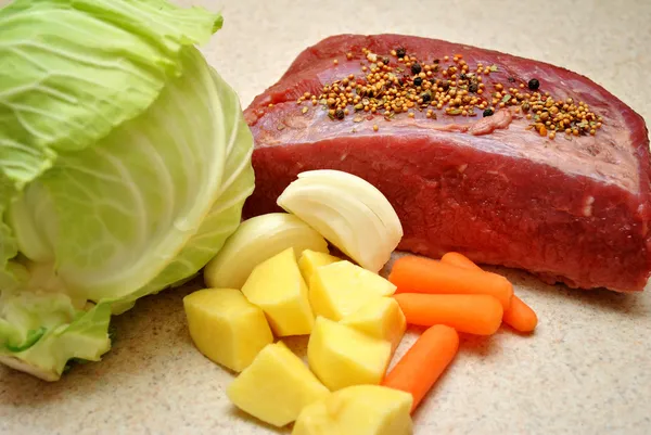 Fresh Ingredients for a Traditional Corned Beef Dinner