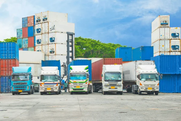 Container trucks in container storage