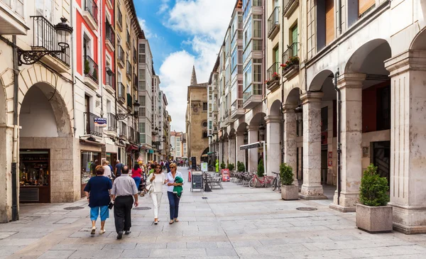 People walking on the street in city center in Burgos, Spain
