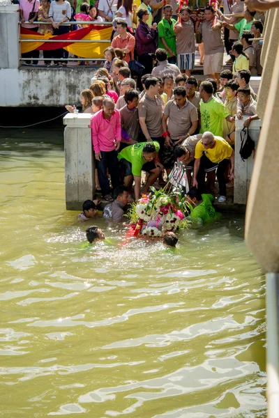 Chinese Goddess Palanquins Are Carried Across The River