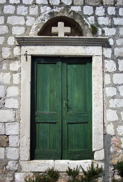 Green Old Door in Dubrovnik