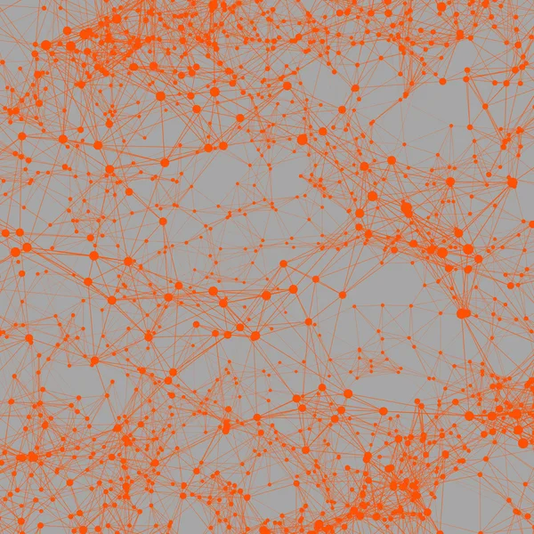 Orange dots connected on grey. Abstract background