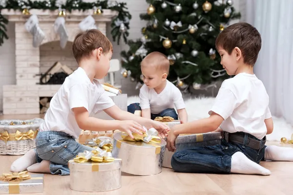 Children with  Christmas gifts