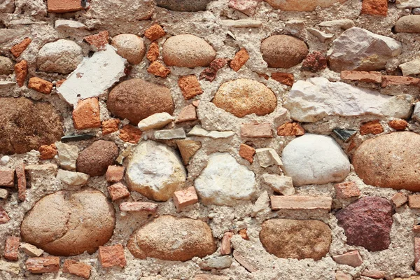 Unstructered wall with rocks tiles and cement