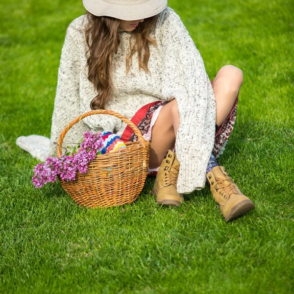 Young woman with basket