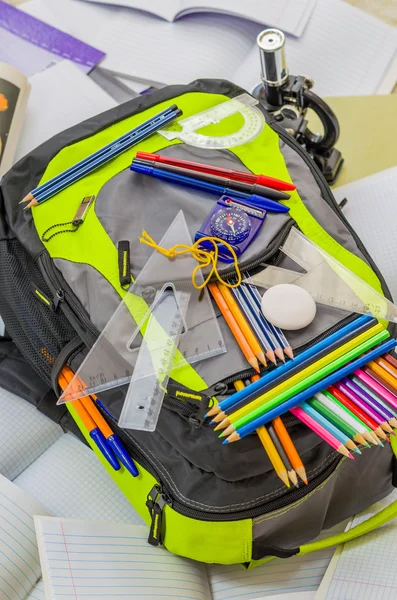 School bag, backpack, pencils, pens, eraser, school, holiday, rulers, knowledge, books