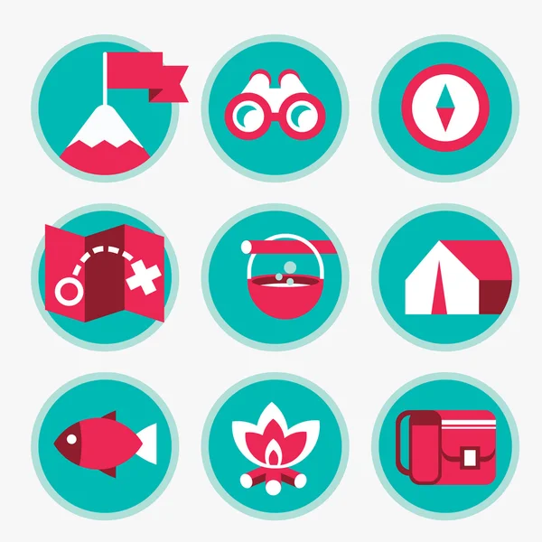 Set of icons of tourism and recreation