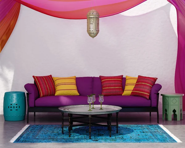 Contemporary bohemian elegant fresh moroccan living room