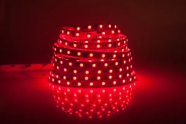 Red glowing LED garland, strip