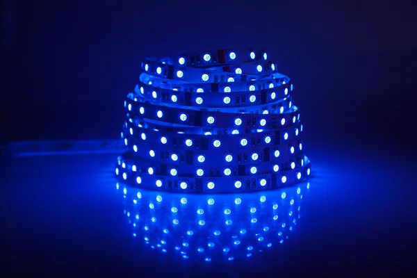Blue glowing LED garland, strip