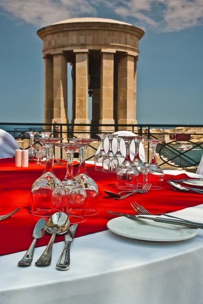 Served table in a restaurant in Malta