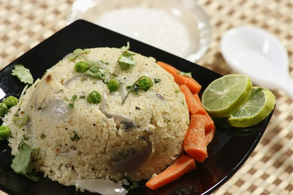 Upma is an Indian dish made of wheat rava (semolina).