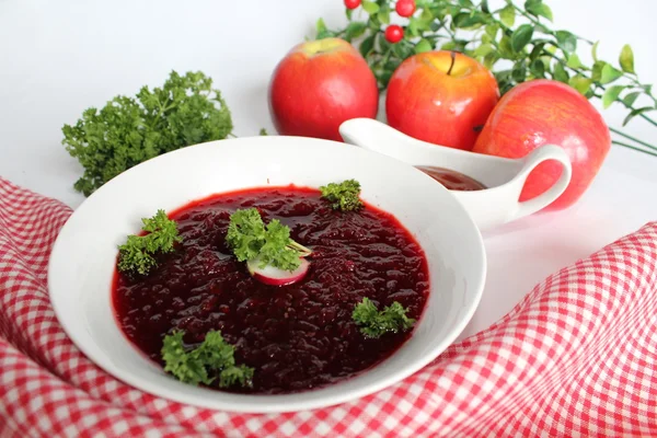 Vegetables soup with red beet
