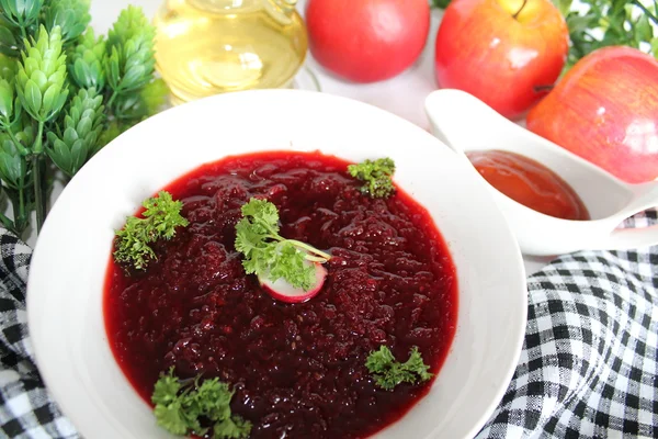 Vegetables soup with red beet