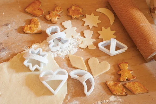 Cookie cutters with dough