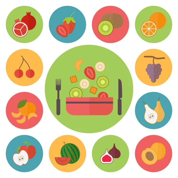 Fruit vector icons, food set for cooking, restaurant, menu, vegetables and vegetarian food. Flat design vector.