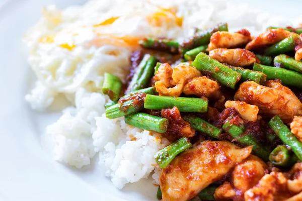 Fried stir chicken with red curry paste