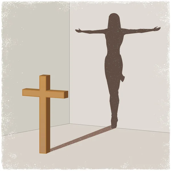 Cross casting shadow of Jesus Christ