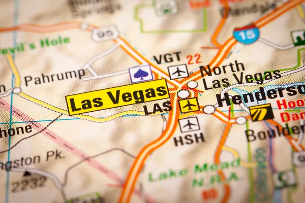 Las Vegas City on a Road Map