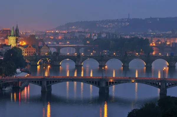Evening View of The Vltava River and Bridges, Prague