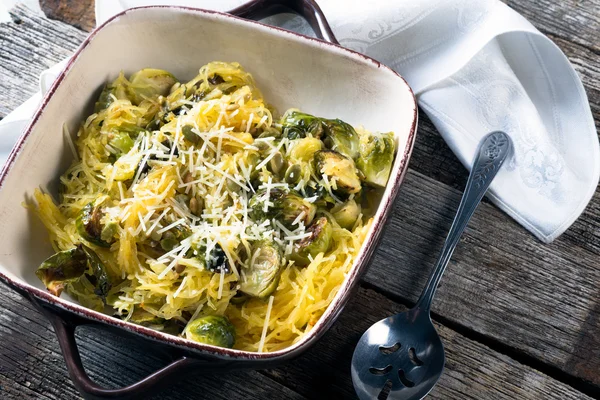 Spaghetti Squash and roasted brussel sprouts