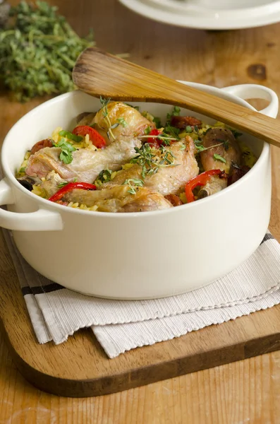 Chicken and chorizo rice-pot