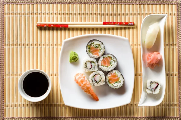 Sushi on white plate