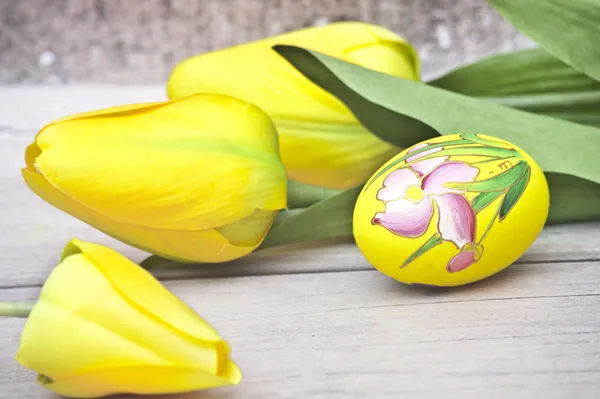 Easter- yellow tulips- yellow egg