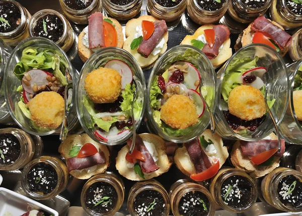 Top view of finger food - food catering