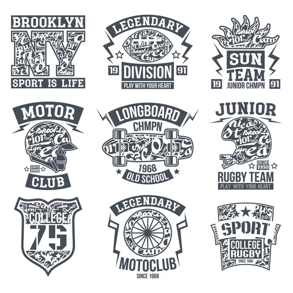 Sport emblem set graphic design for t-shirt