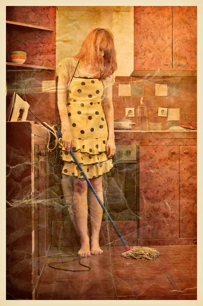 Vintage photo of a housewife
