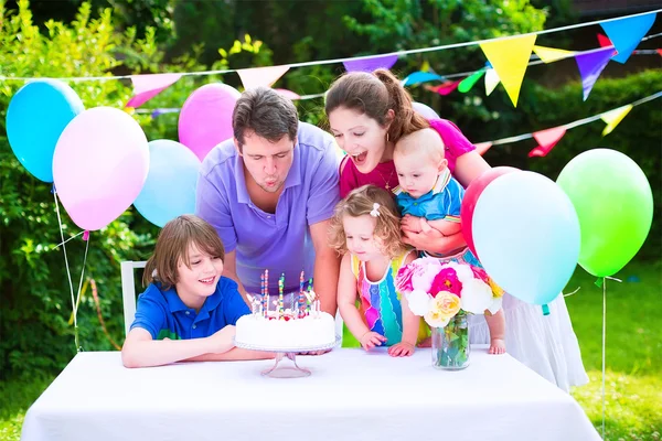 Happy family at birthday party