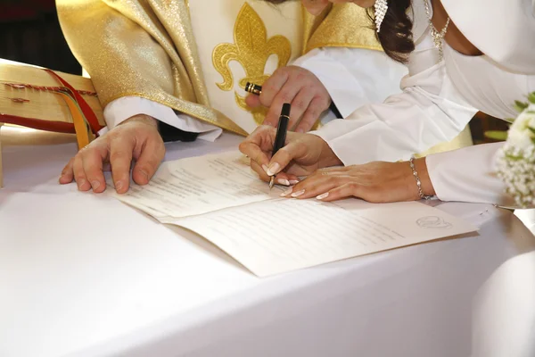 Signing the marriage certificate
