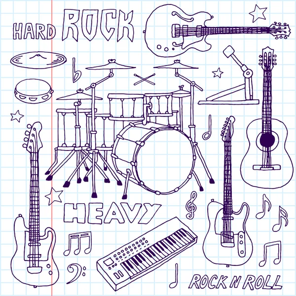 Hand drawn doodle musical instruments
