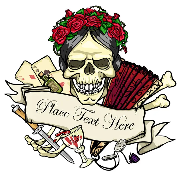 Day of the Dead, Skull and bones in roses