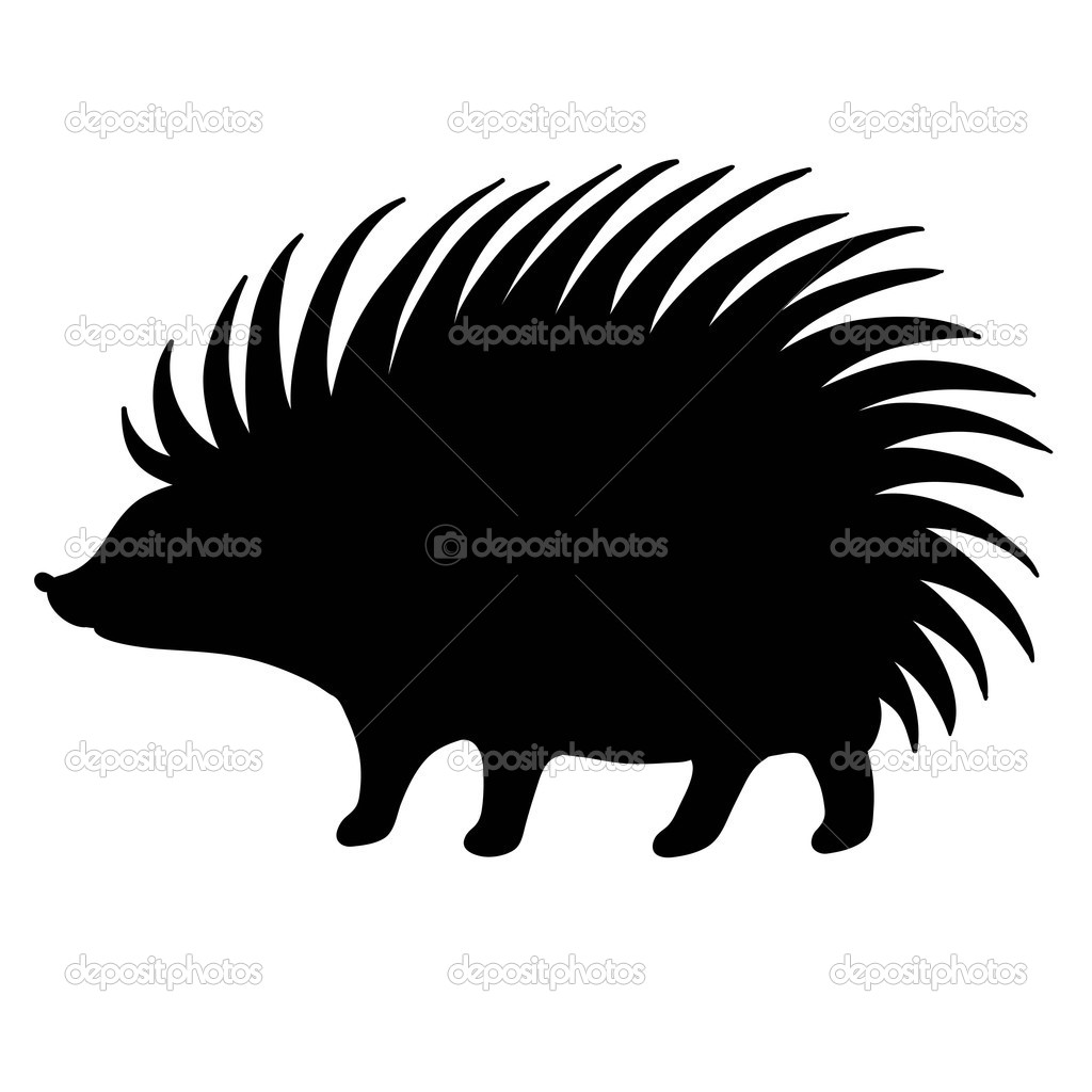 Silhouette hedgehog on white background — Stock Vector © BalakoboZ