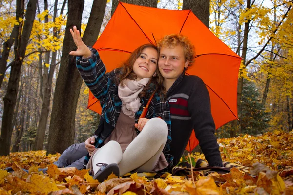 Couple under umbrella