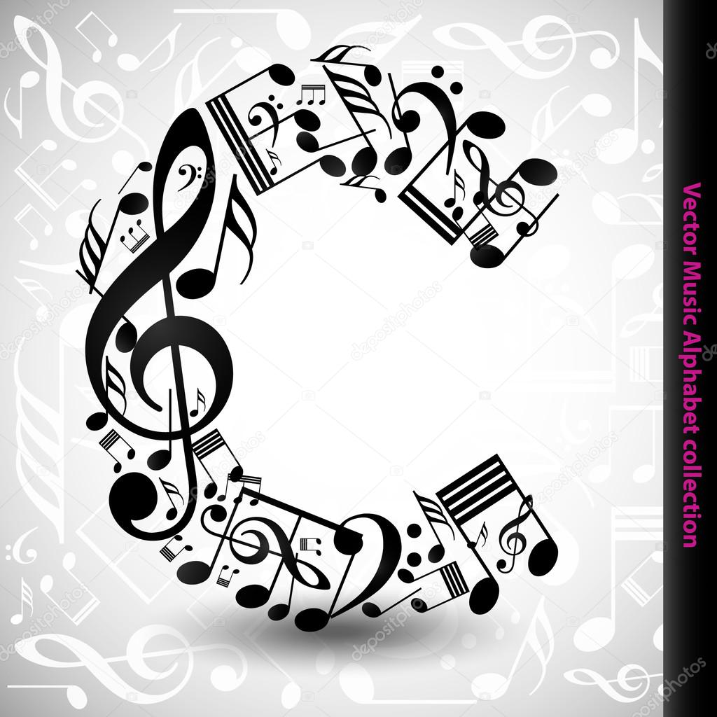 C from music notes — Stock Vector © 43949617