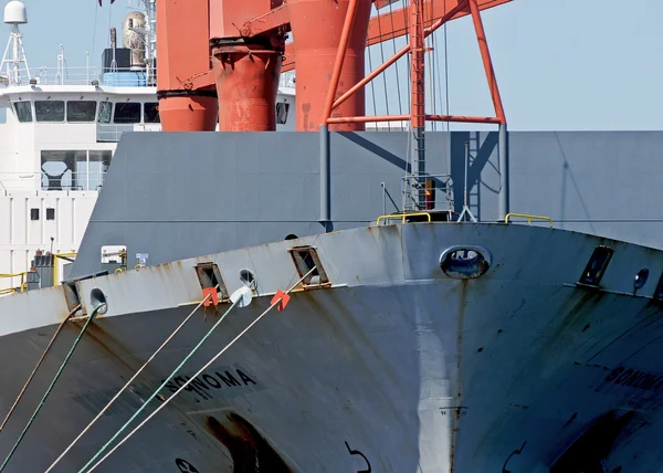 Crane on the deck of the cargo ship.