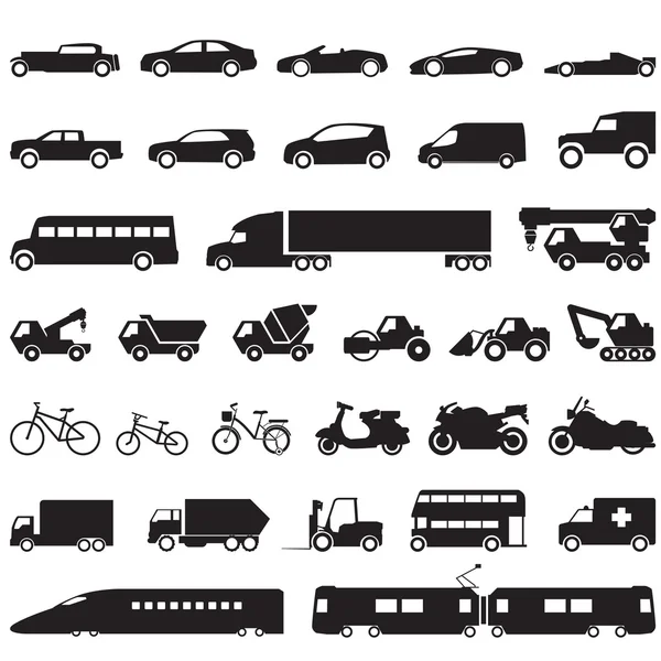 Transportation car icons set
