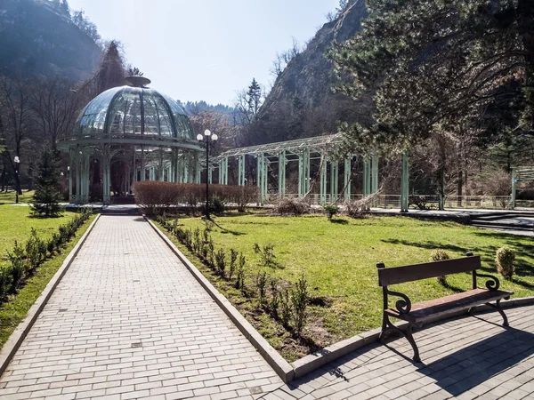 The hot water spring in the Mineral Water Park in Borjomi, Georgia