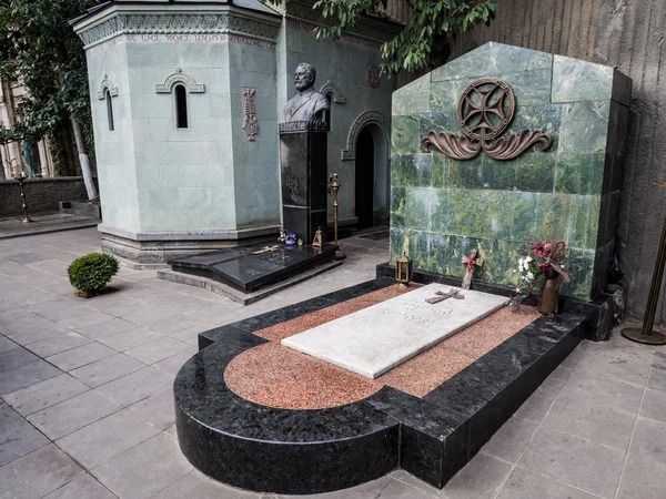 TBILISI, GEORGIA - JANUARY 25, 2014: The grave of Merab Kostava in the Mtatsminda Pantheon, Tbilisi, Georgia. Merab Kostava was one of the leaders of the National-Liberation movement in Georgia
