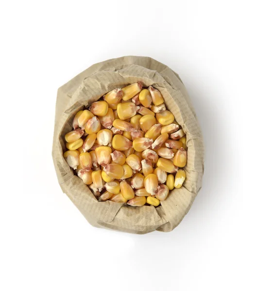 Corn seeds in paper bag