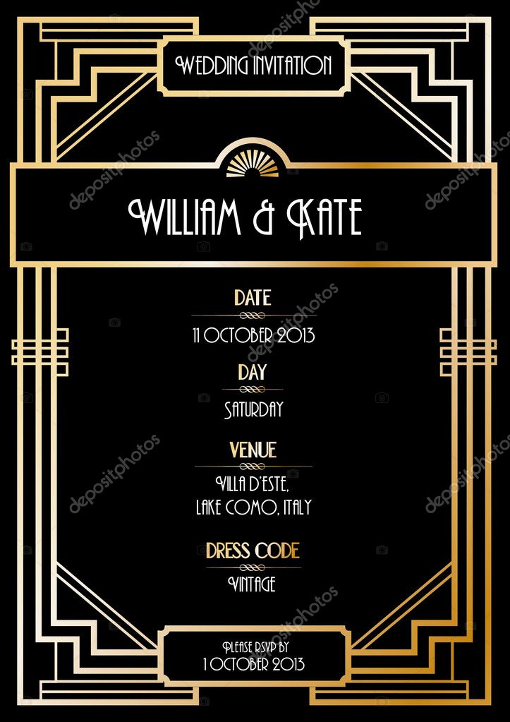 Art Deco Kreskówka Para ślub Zaproszenia Karty Rsvp Zestaw Mint Art Deco Zaproszenia Kraina Slubow I Lata 20 Te Na Weselu Marty Łukasza