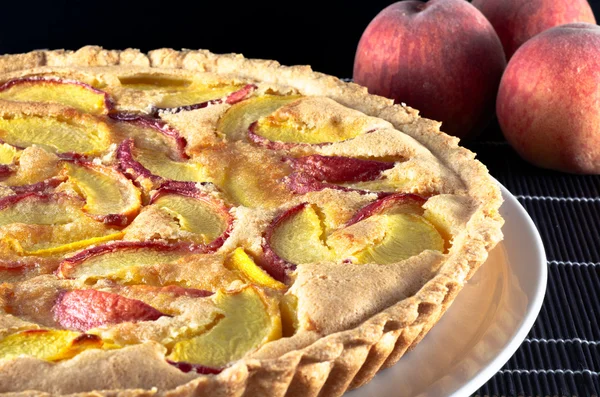 Delicious homemade Peach pie ready to be served
