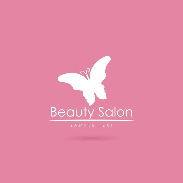 Beauty salon label with butterfly and faces