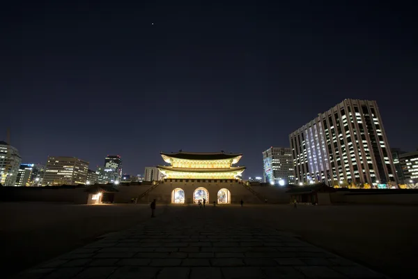 Night view of Gyeongbokgung  Palace in South Korea