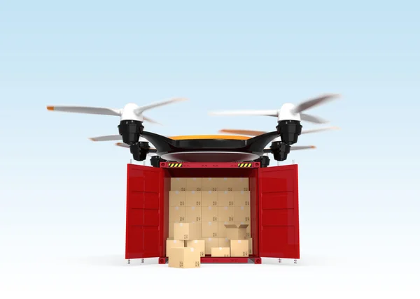 Air drone carrying cargo container